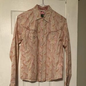 Panhandle Slim || Tan w/ Pink || Western Shirt